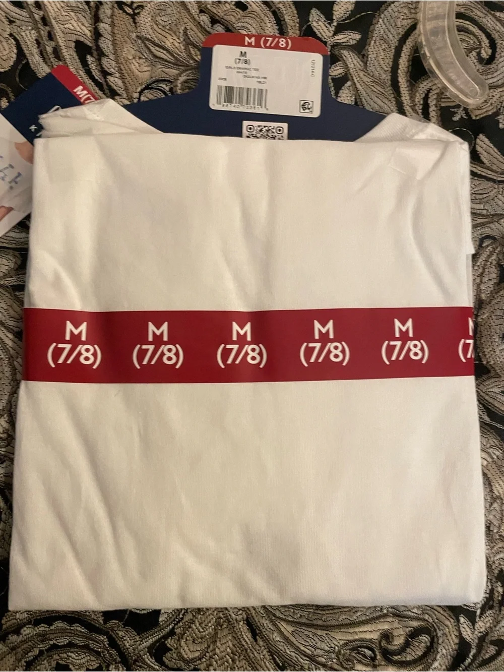 GAP Kids White Short-Sleeve Tee with Navy and Light Blue Logo
